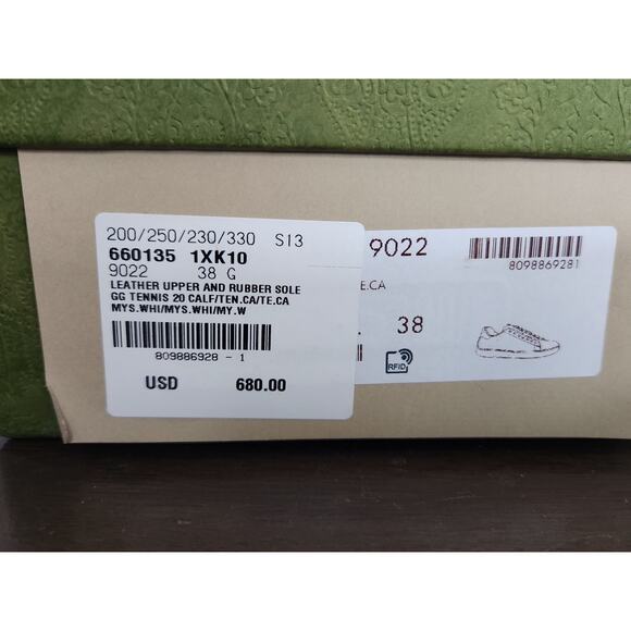 Gucci Ace Low Top Cream GG Embossed Logo Men's Size 38 with Box - Picture 7 of 11